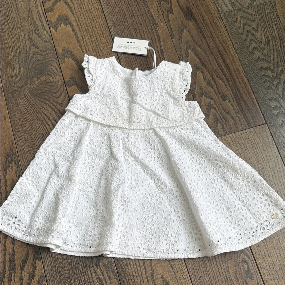 Elegant White Eyelet baby Dress 18-24 2T tartine et chocolat NWT spring easter